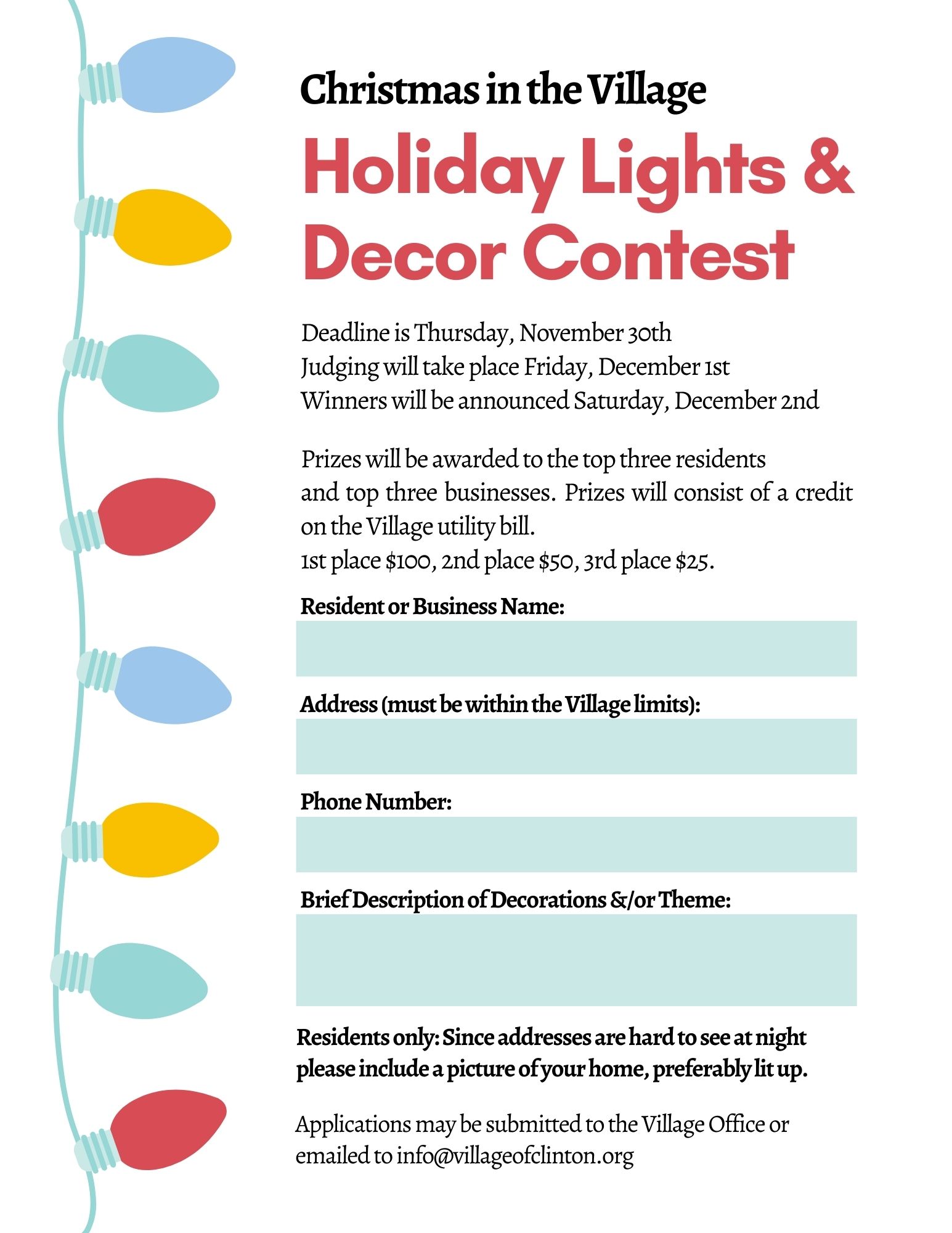 Holiday Lights Contest Application